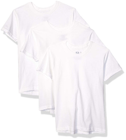 Fruit of the Loom Big Boys'3 Pack Crew Neck Tee, White, Large(Pack of 3)