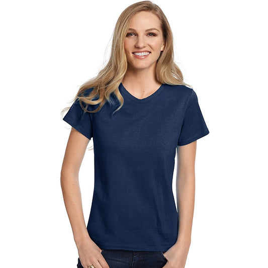 Hanes Relaxed Fit Women's ComfortSoft V-Neck T-Shirt Navy