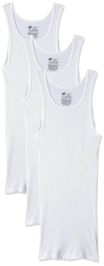 Hanes Men's Tall Tagless ComfortSoft Tank Undershirt (3 Pack) (White, XXXX-Large Tall 58"-60" Chest)