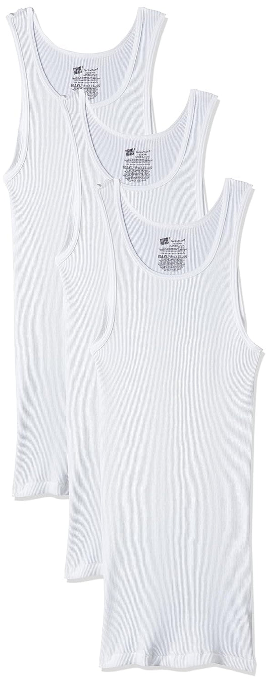 Hanes Men's ComfortSoft Moisture Wicking Tagless Tank Undershirts - Multipack, White 9-Pack, X Large