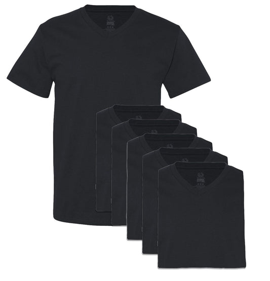 Fruit of the Loom Men's 6 Pack V-Neck T-Shirt, Black, XX-Large