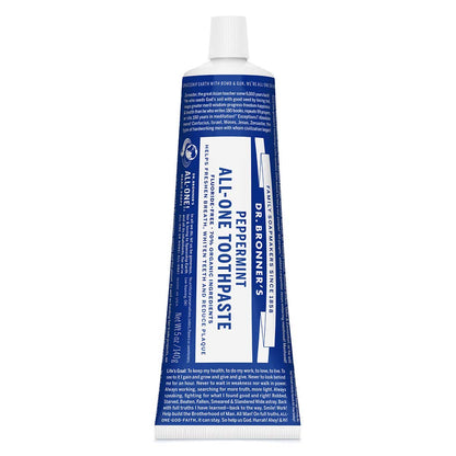 Dr. Bronner’s - All-One Toothpaste (Peppermint, 1 Ounce, 3-Pack) - 70% Organic Ingredients, Natural and Effective, Fluoride-Free, SLS-Free, Helps Freshen Breath, Reduce Plaque, Whiten Teeth, Vegan