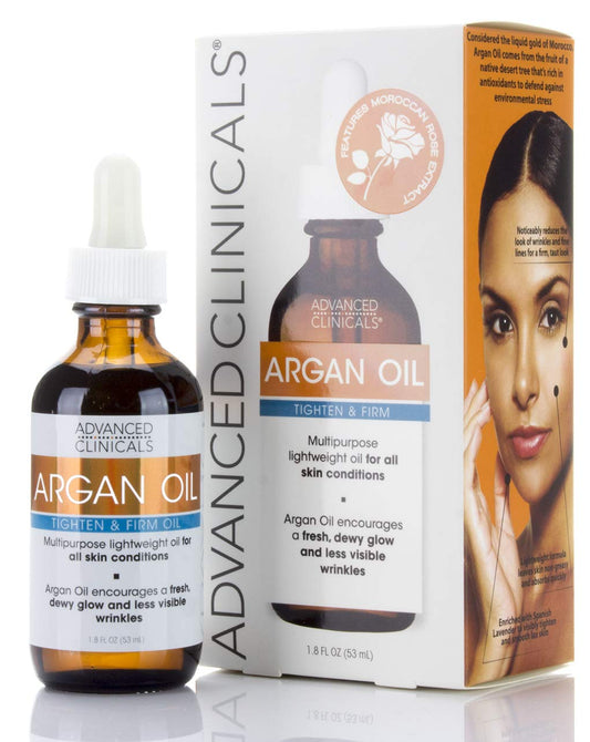 Advanced Clinicals Luxury Pure Argan Oil. Lightweight facial Oil Reduces the Appearance of Wrinkles and hydrates dry skin