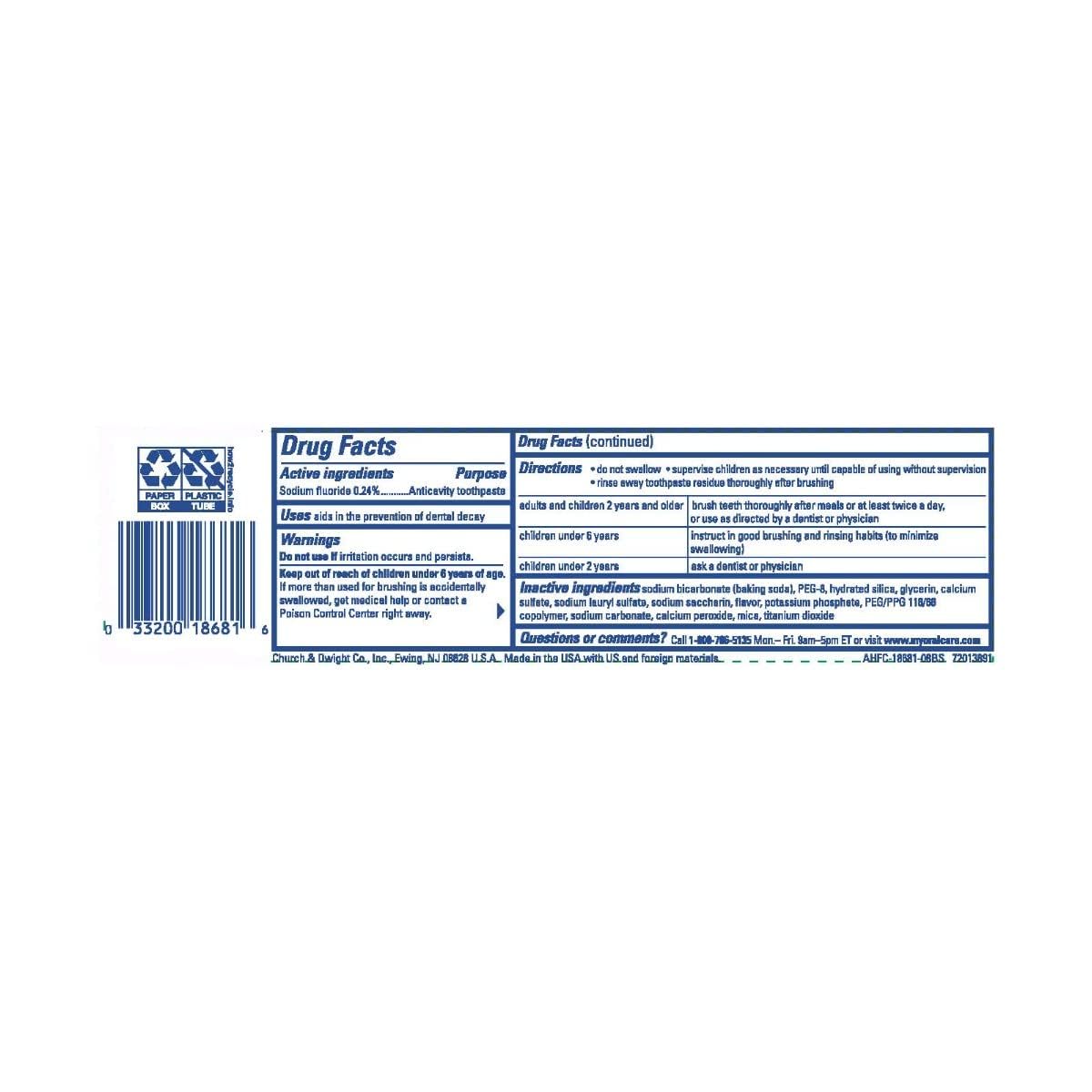 ARM & HAMMER Bright & Strong Truly Radiant Toothpaste, Crisp Mint 4.3 oz (Pack of 12)