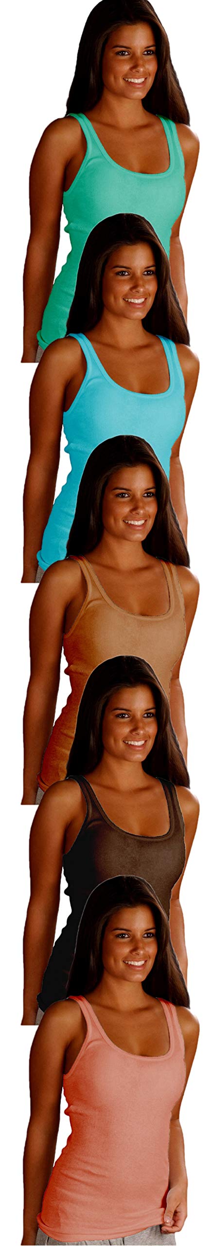 Andrew Scott Women's 5 Pack Tank Tops in Assorted Colors
