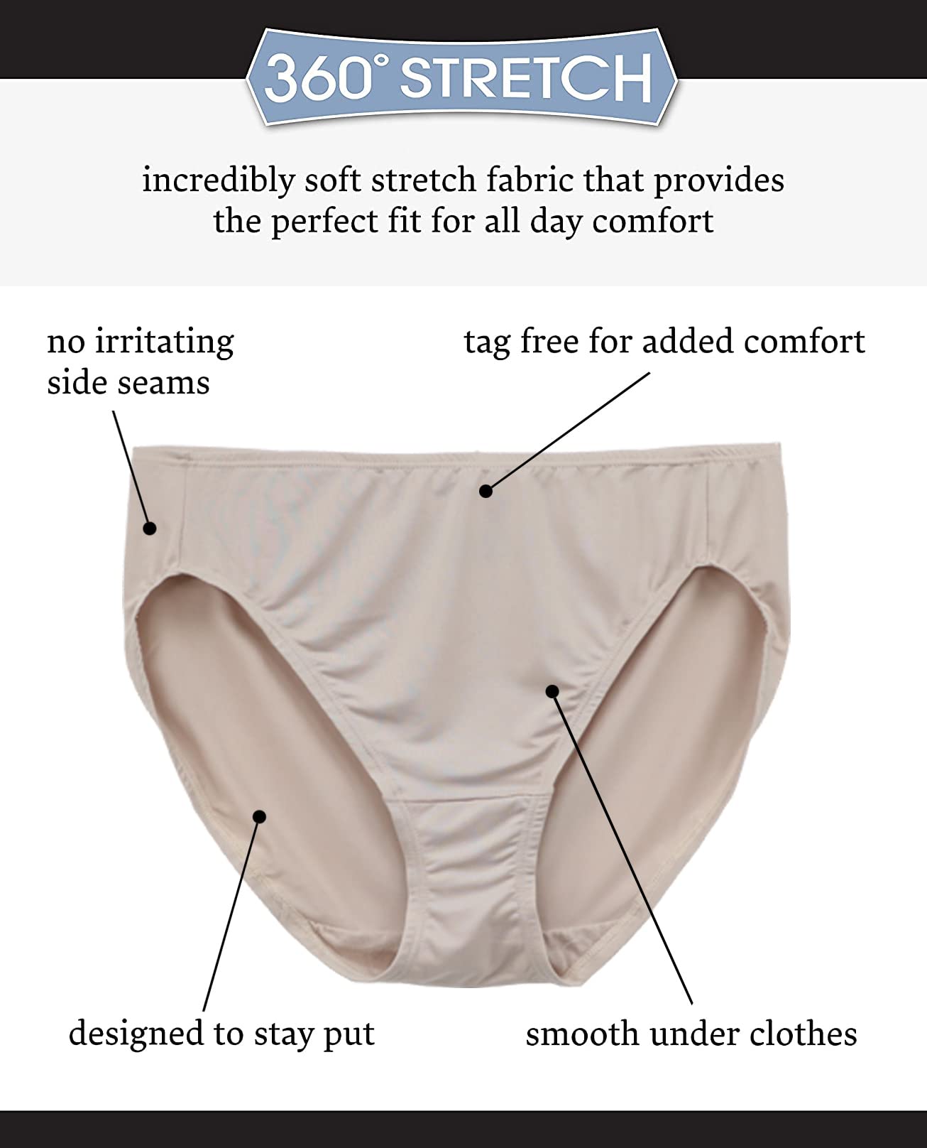Fruit of the Loom Women's 5 Pack Microfiber Hi-Cut Panties, Multicolor, 9