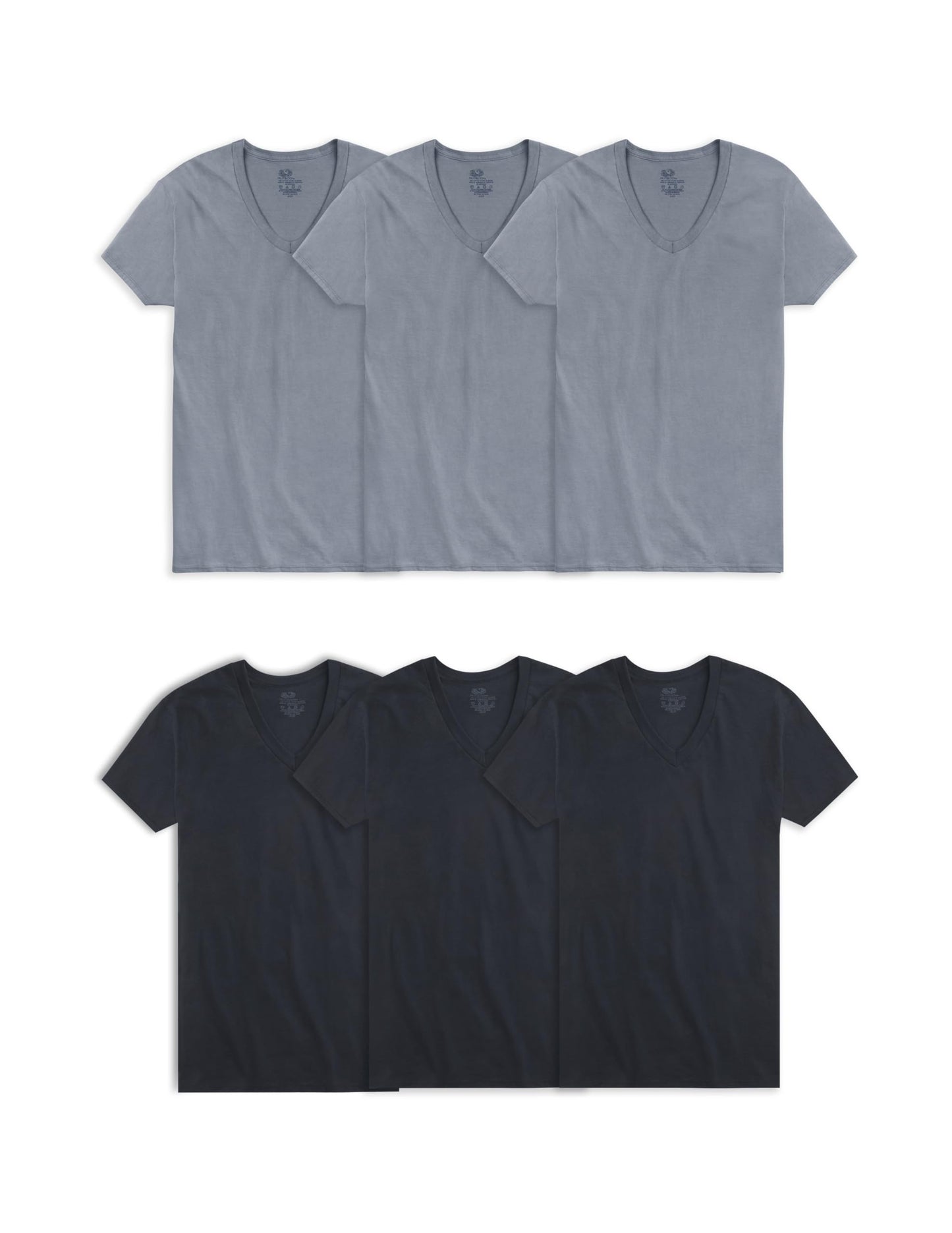 Fruit of the Loom Men's Eversoft Cotton Stay Tucked V-Neck T-Shirt, Regular-White-6 Pack, XX-Large