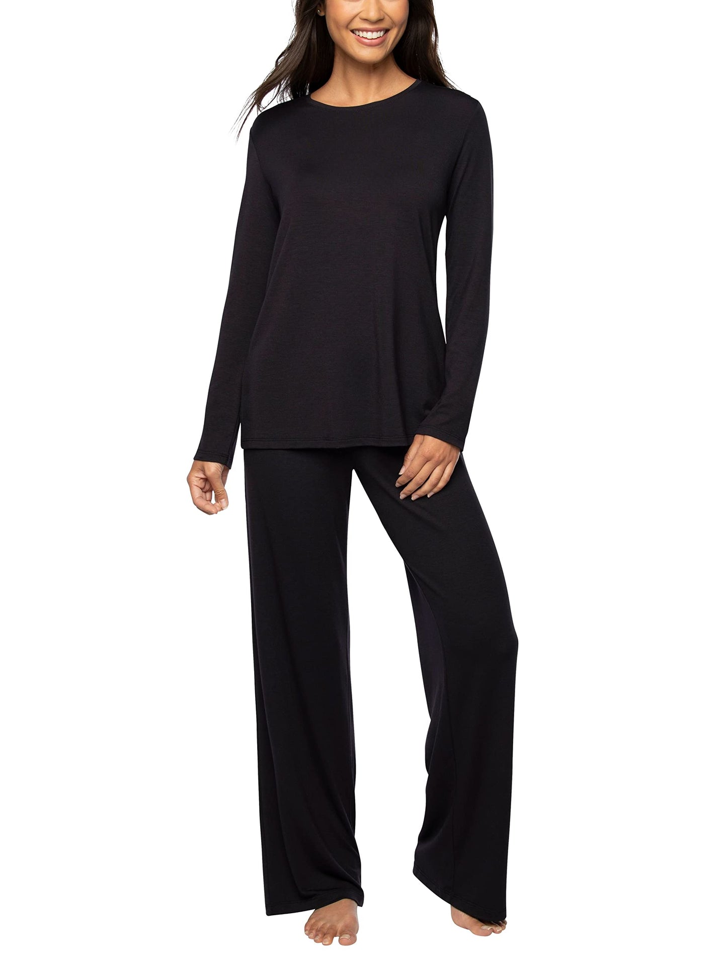 Vanity Fair Women's Beyond Comfort Modal Pajama Set (Short, Long Sleeve-Black, XX-Large