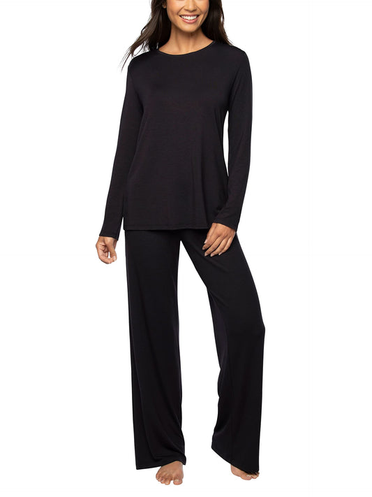 Vanity Fair Women's Beyond Comfort Modal Pajama Set (Short, Long Sleeve-Black, XX-Large