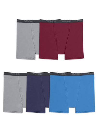 Fruit of the Loom Men's 360 Stretch Boxer Briefs (Quick Dry & Moisture Wicking), Trunk-5 Pack-Blue/Green/Black
