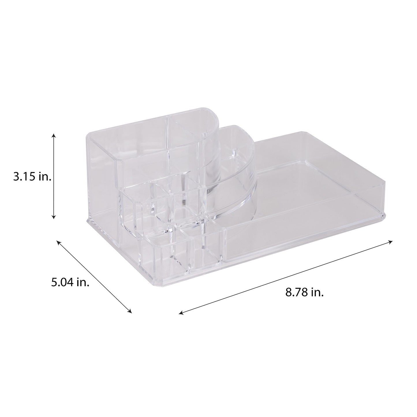 Simplify Cosmetic Organizer - Acrylic Holder for Makeup, Brush, Jewelry, Lipstick - Clear Color - 8 Sections - 8.78" x 5.04" x 3.15