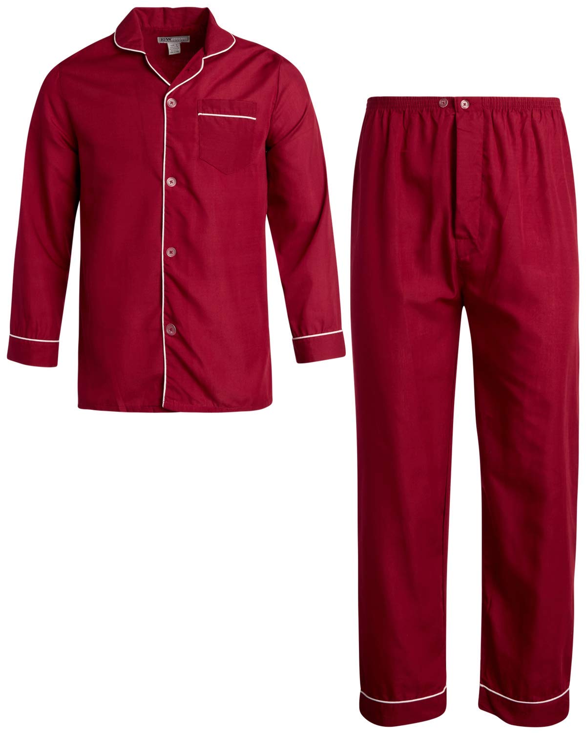 Ten West Apparel Men’s Pajamas Set - Long Sleeve Button Down Sleep Shirt and Pajama Bottoms Sleepwear Set, Size 2X-Large, Tan