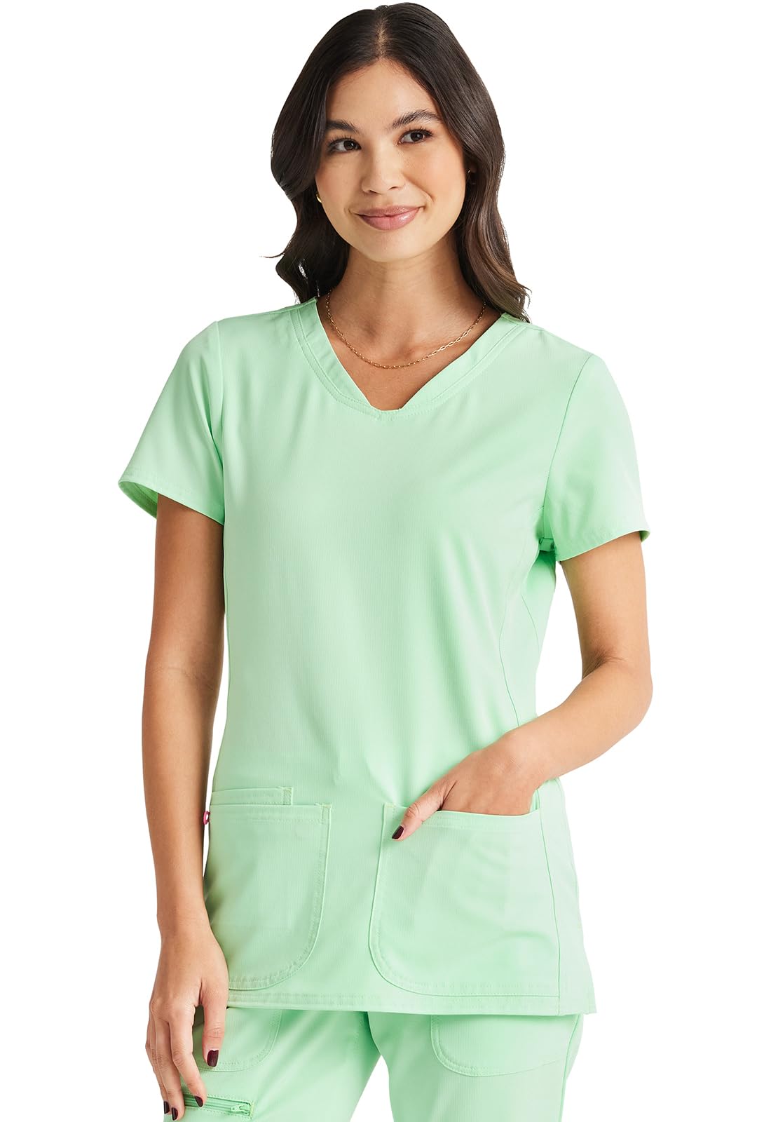 HeartSoul Women's Pitter-Pat V-Neck Scrubs Shirt, Khaki, XX-Small