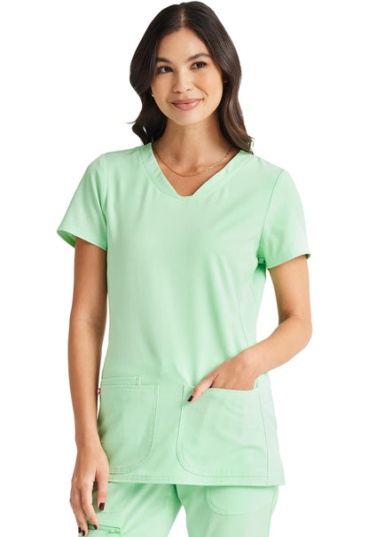 HeartSoul Women's Pitter-Pat V-Neck Scrubs Shirt, Khaki, XX-Small