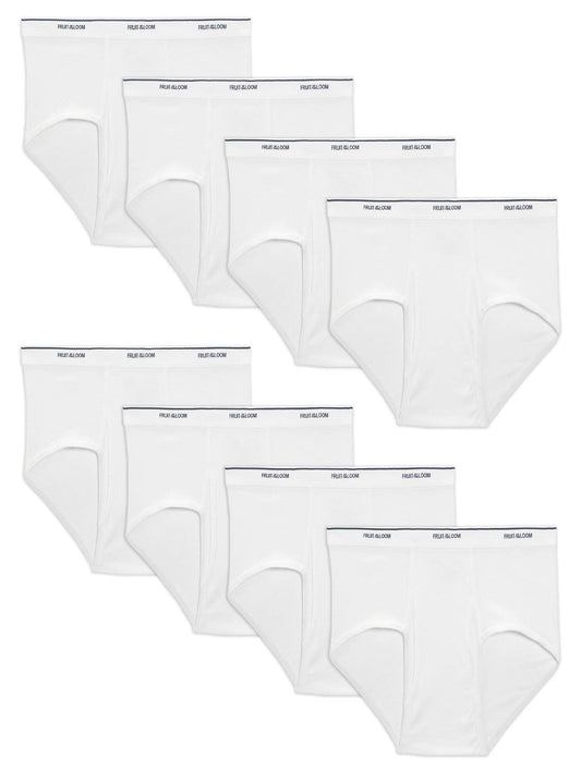 Fruit of the Loom 8-Pack Men's White Tag Free Solid White Cotton Briefs B8P7601 (XL)