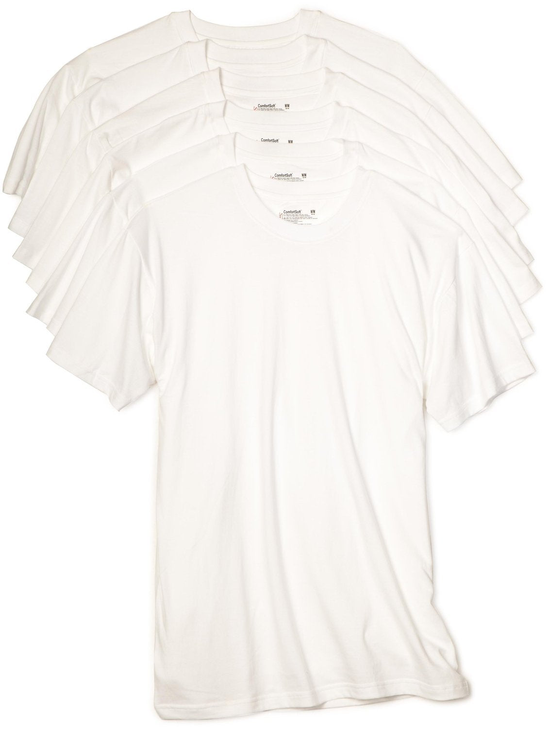 Hanes Men's 6Pack Crew Neck Tagless White Undershirts Crewneck T-Shirts, 5XL