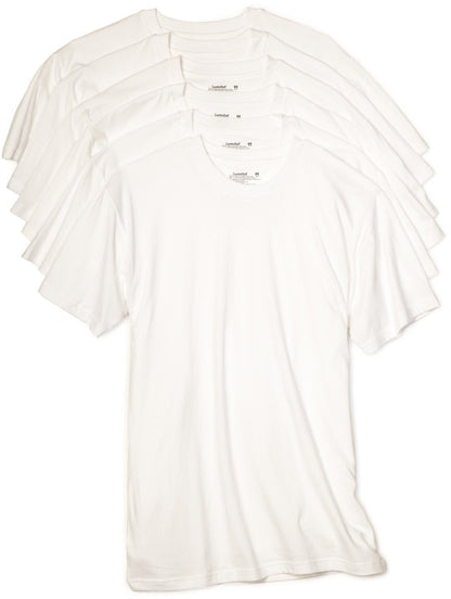 Hanes Men's 6Pack Crew Neck Tagless White Undershirts Crewneck T-Shirts, 5XL