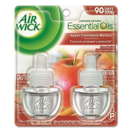 Air Wick Plug in Scented Oil Refill, 2ct, Apple Cinnamon Medley, Fall Scent, Essential Oils, Air Freshener