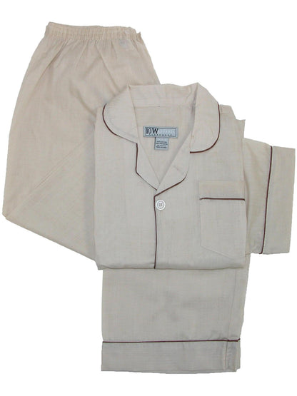 Ten West Apparel Men's Short Sleeve Long Leg Solid Pajama Set, XL, Tan