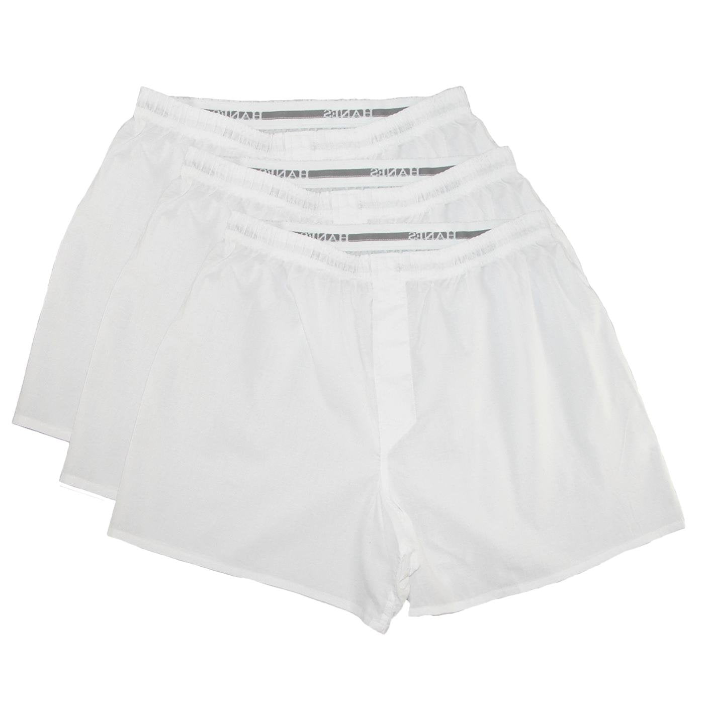 Hanes Poly Cotton Boxers 3-Pack - 436, White, S US (Waist 28-30)
