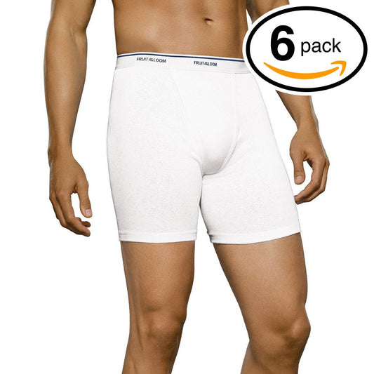 Fruit of the Loom 6 Men's White Boxer Briefs - Style 6EL7600 (Small)