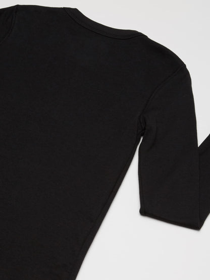 Duofold Boys Light Weight Double Layer Thermal Shirt, Black, Large