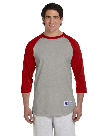 Champion Men's Raglan Baseball T-Shirt, White/C Gold, X-Large