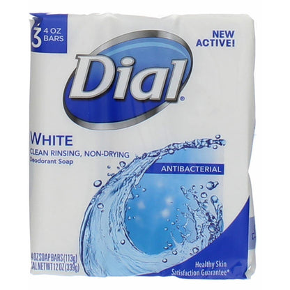 Dial White Antibacterial Bar Soap, 4-Ounce Bars, 3-Count (Pack of 4)