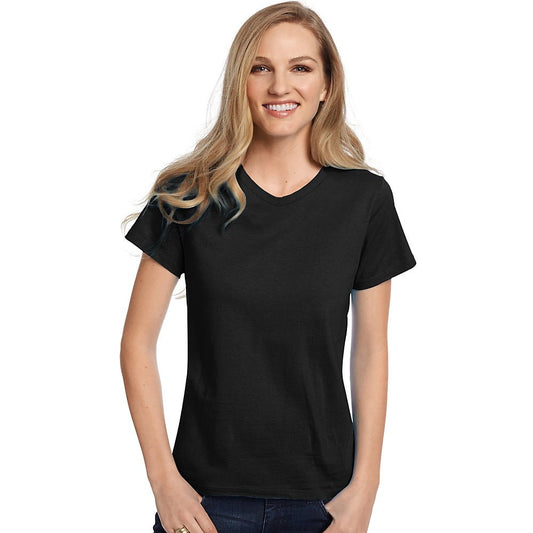 Hanes Relaxed Fit Women's ComfortSoft V-Neck T-Shirt Black