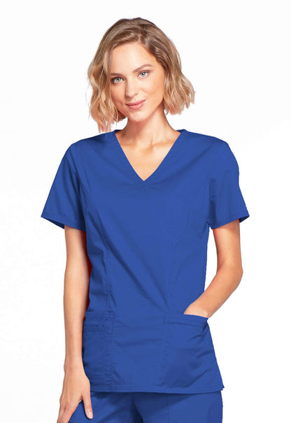 Cherokee Women's Workwear Scrubs Core Stretch Mock-Wrap Top (XX-Small), Wine (Copy)