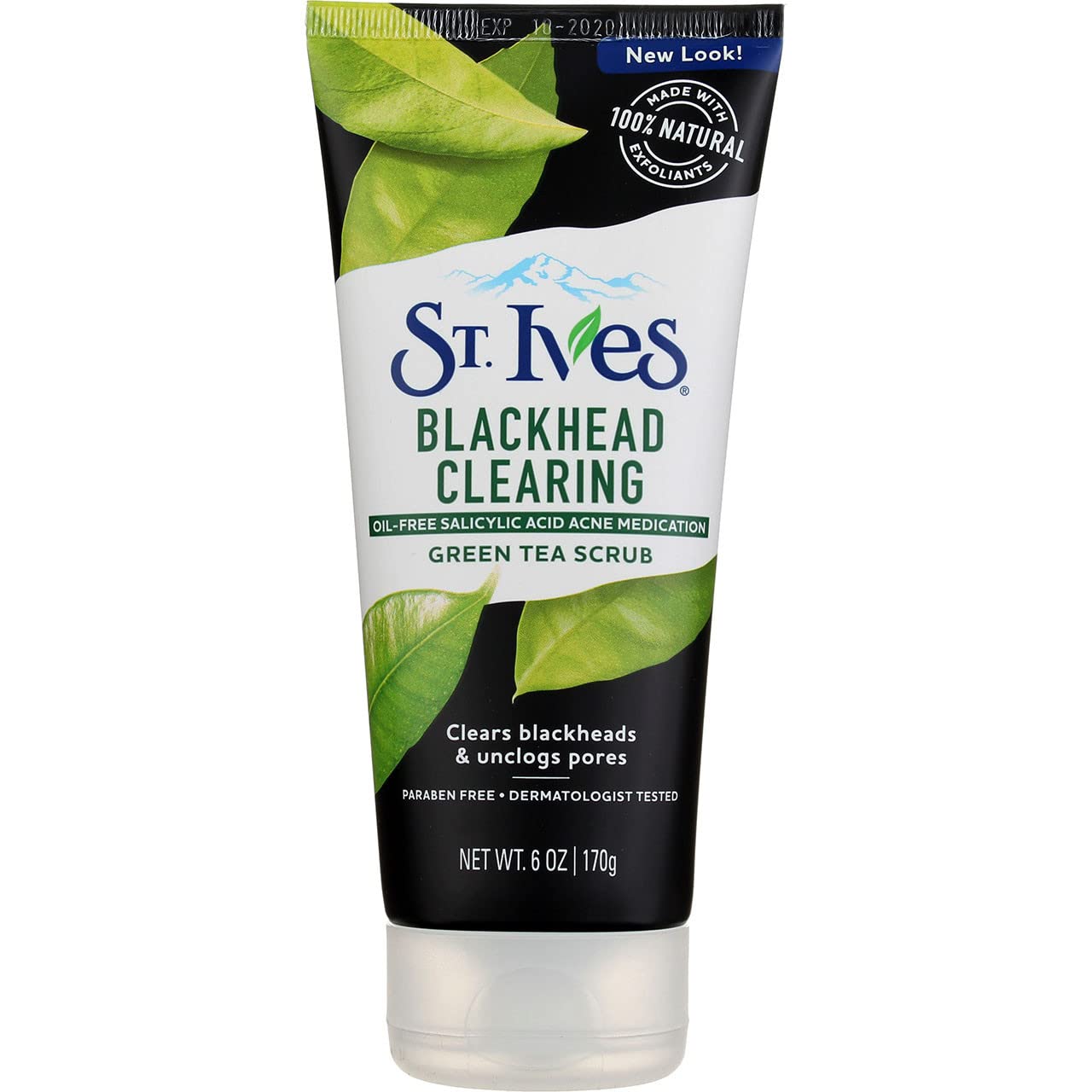 St. Ives Blackhead Clearing Face Scrub, Clears Blackheads & Unclogs Pores, Green Tea & Bamboo, Salicylic Acid Acne Treatment Facial Scrub, Moderate Exfoliator with Natural Exfoliants 6 oz, 6 Pack