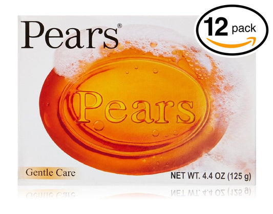 (PACK OF 12 BARS) Pears Transparent Soap ORIGINAL GENTLE CARE. Moisturize the Skin While Cleansing With Natural Oils & Glycerin! Great for Hands, Face & Body! (12 Bars, 4.4oz Each Bar)