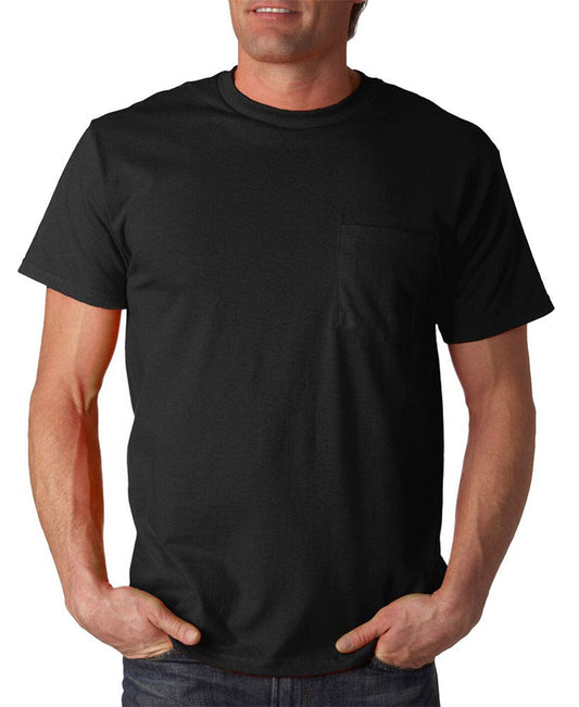Fruit of the Loom 5 oz., 100% Heavy Cotton HD Pocket T-Shirt (3931P)- BLACK,M