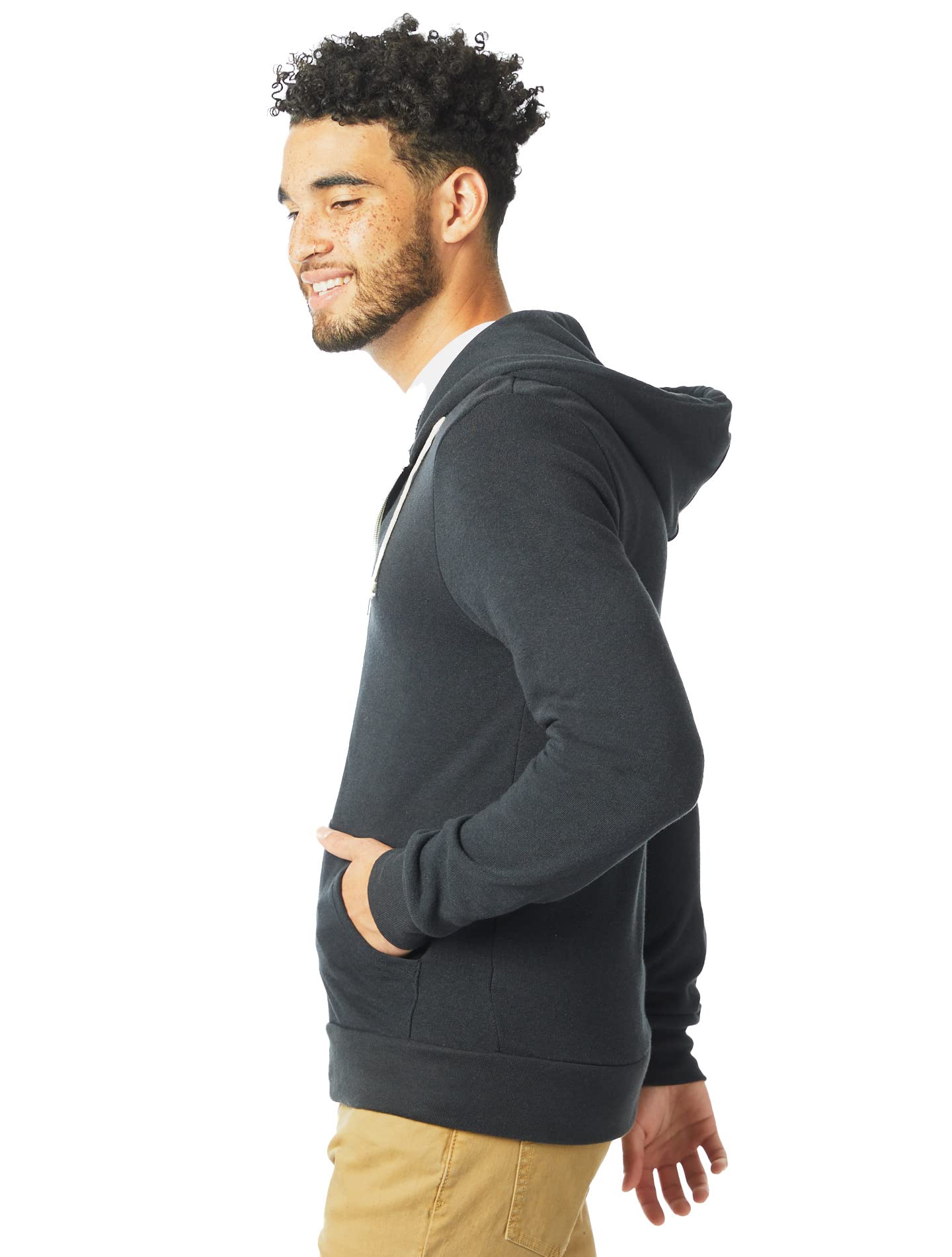 Alternative Men's Rocky Fleece Zip Hoodie, Eco True Black, X-Large