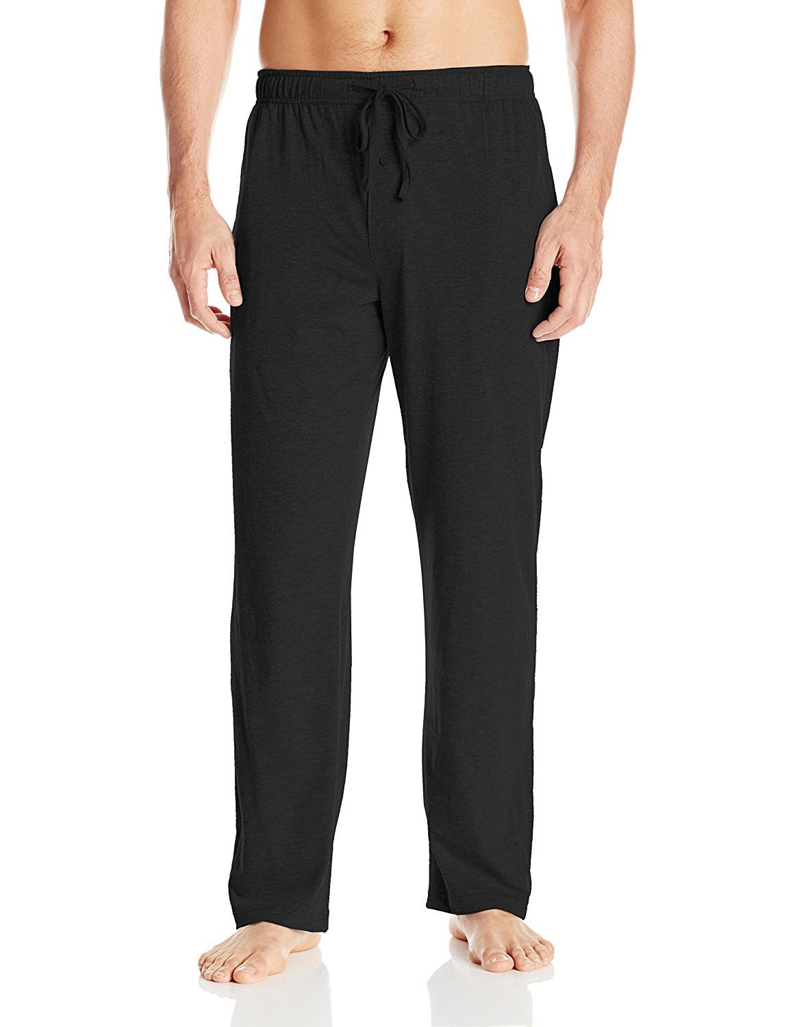 Hanes Men's Adult X-Temp Short Sleeve Cotton Raglan Shirt and Pants Pajamas Pjs Sleepwear Lounge Set - Black (Medium)