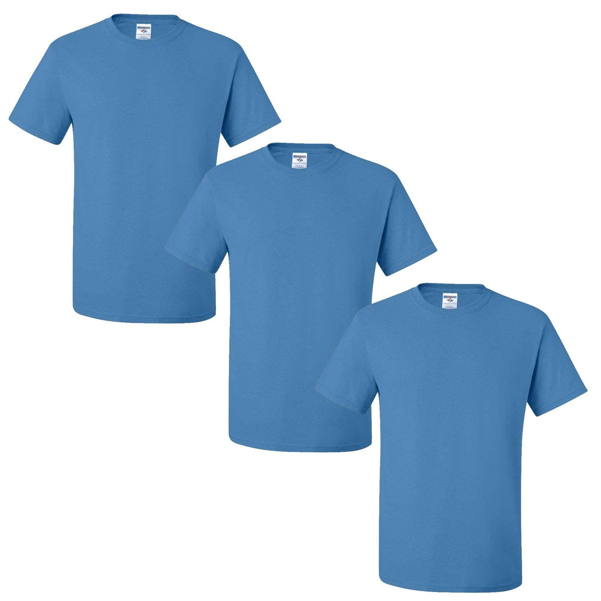 Jerzees Men's Black Heather Adult Short Sleeve Tee 3 Pack, Vintage Red, Large