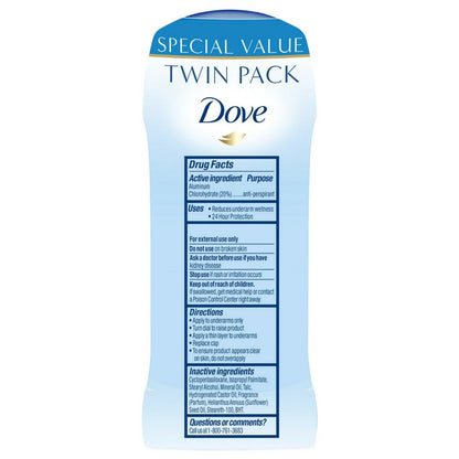 Dove Antiperspirant Deodorant 24-hour Sweat Protection Original Clean Deodorant for Women 2.6 oz, 2 Count