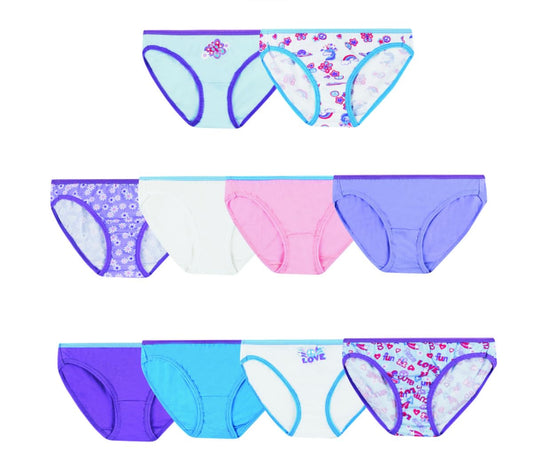 Hanes Girls' and Toddler Underwear, Cotton Knit Tagless, Hipster, and Bikini Panties, Multipack (Colors May Vary), Briefs-Assorted-6 Pack, 12