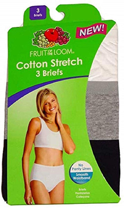 Fruit of the Loom Womens 3-Pack Cotton Stretch Assorted Briefs DC22004 (5)