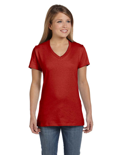 Hanes Women's Nano-T V-Neck T-Shirt_Deep Red_XS