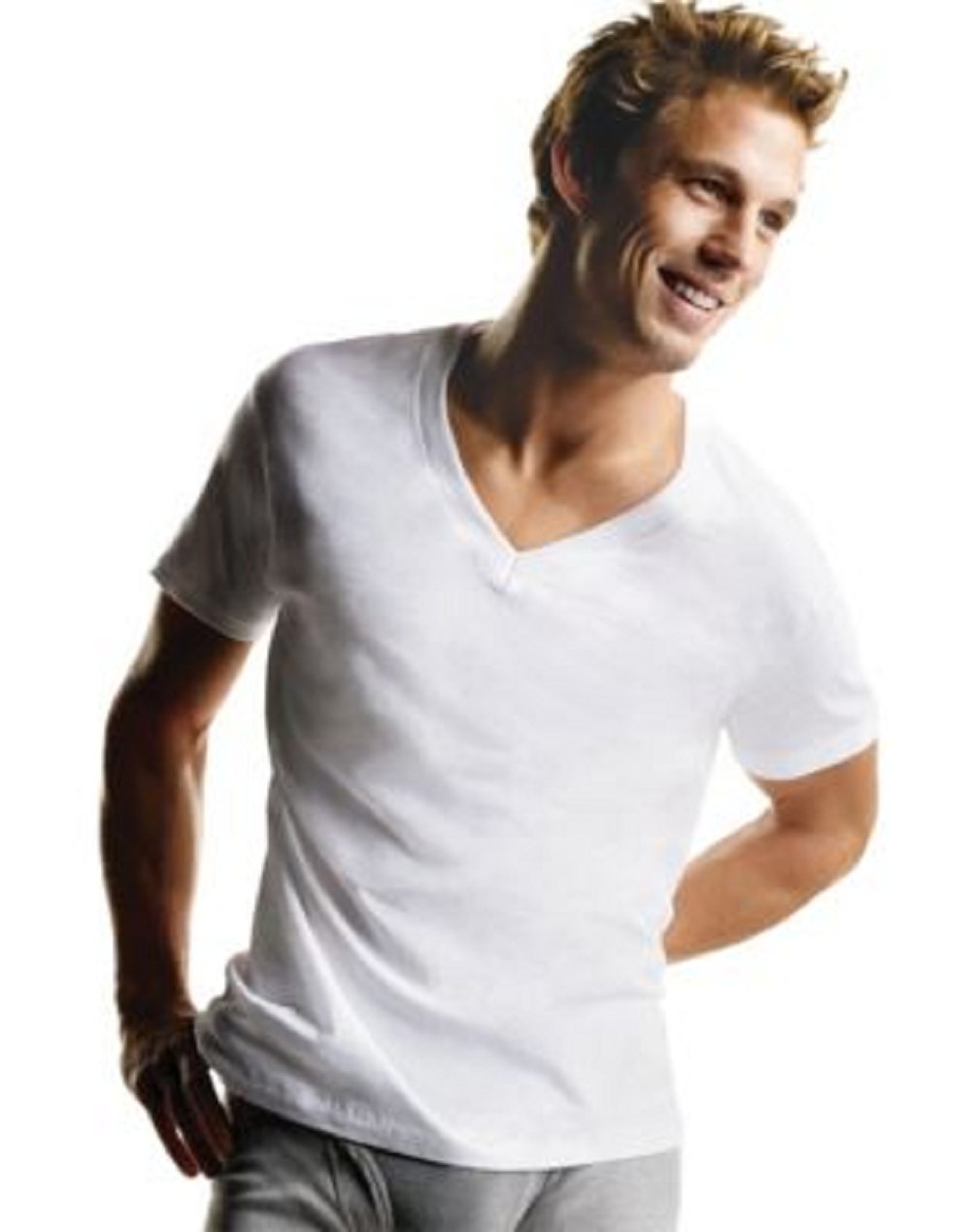 Hanes Men's 6-Pack V-Neck T-Shirts (White - 12 Pack, Large)