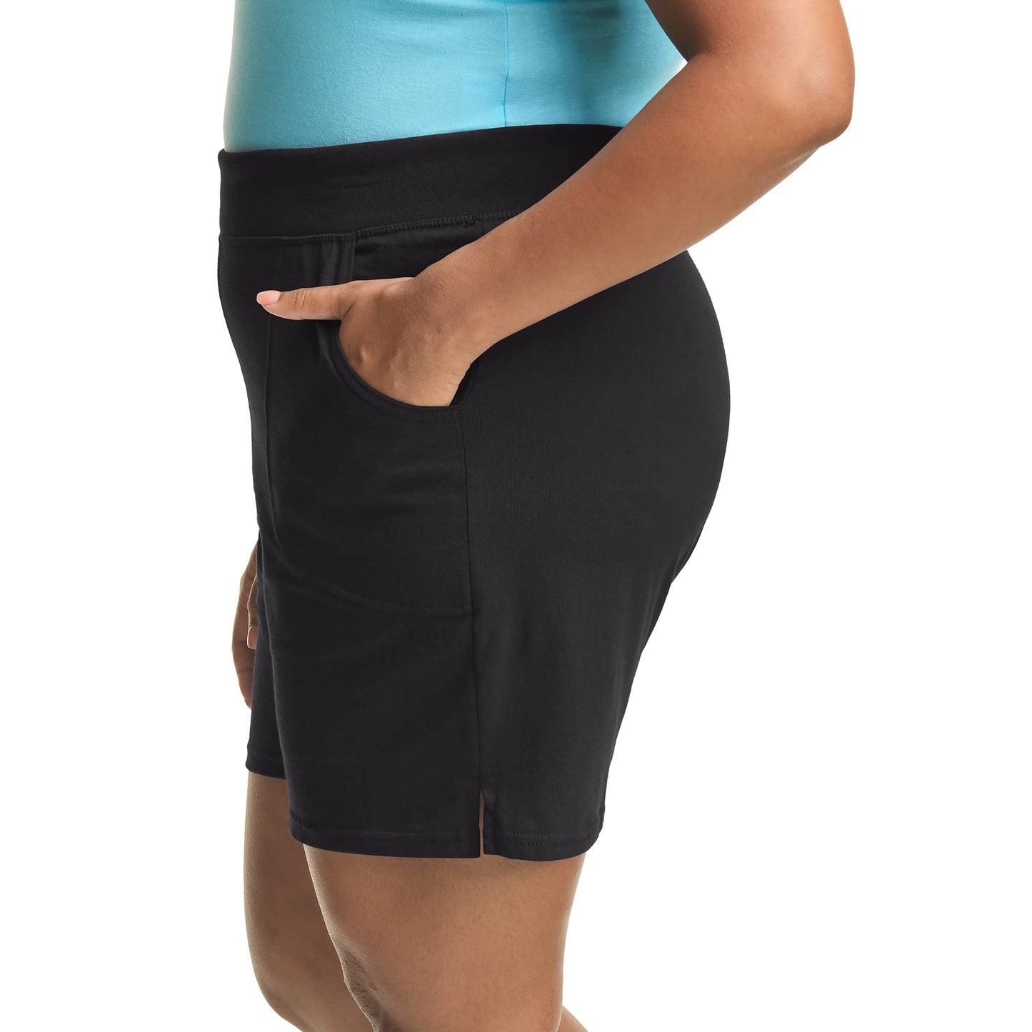 Just My Size Plus Size Cotton Jersey Shorts, Pull-on Gym Shorts, 7" Inseam