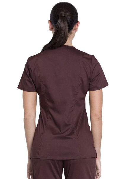 Cherokee Workwear Revolution Women's WW610 Mock Wrap Top-Espresso -Small