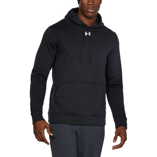 Under Armour Mens Hustle Fleece Hoodie , Black (001)/White , Medium