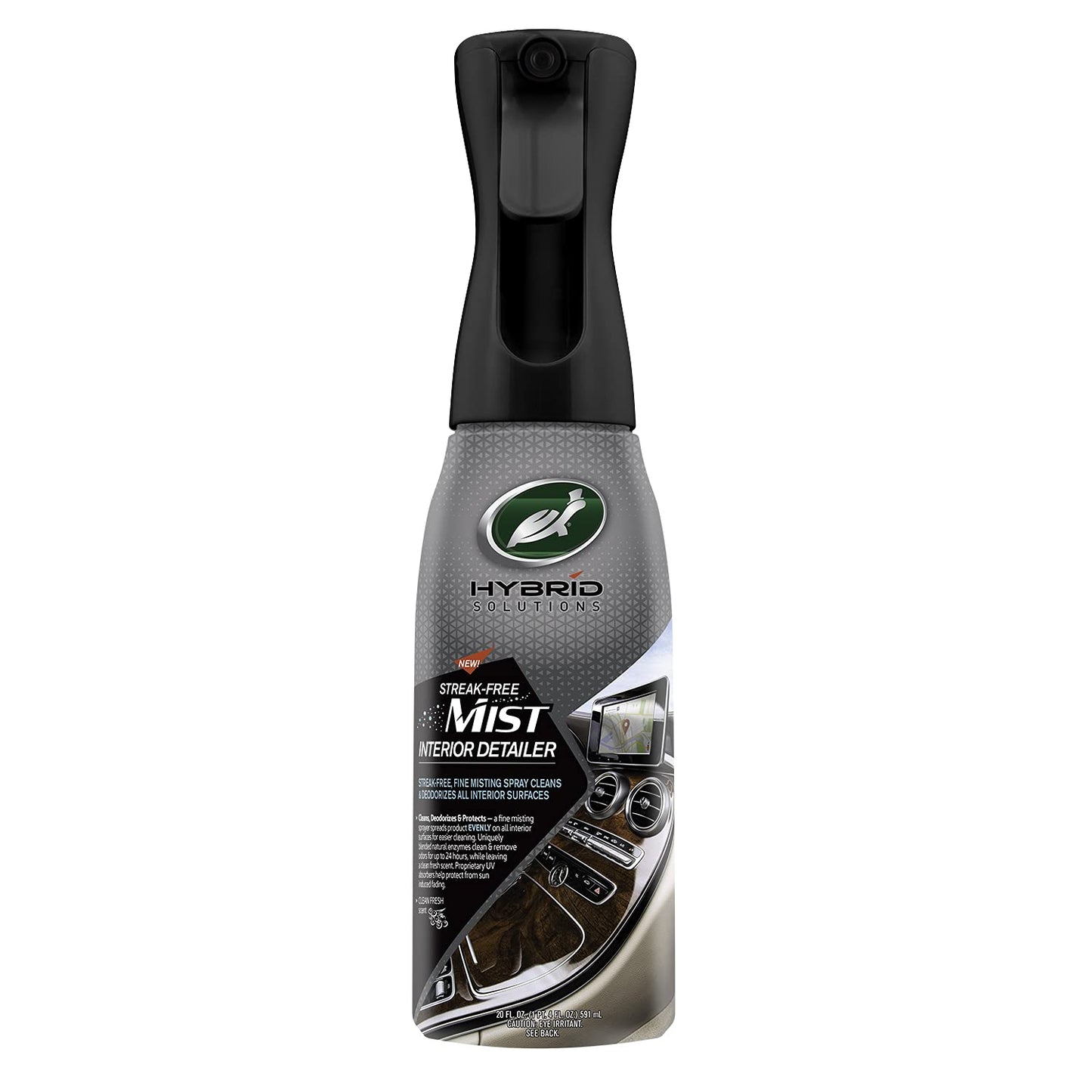 Turtle Wax 53482 Hybrid Solutions Streak Free Misting Car Interior Detailer and Cleaner, for Dashboards and Consoles, Use on Plastic, Vinyl, Leather, Rubber, Screens and Glass, UV Protection, 20 oz.