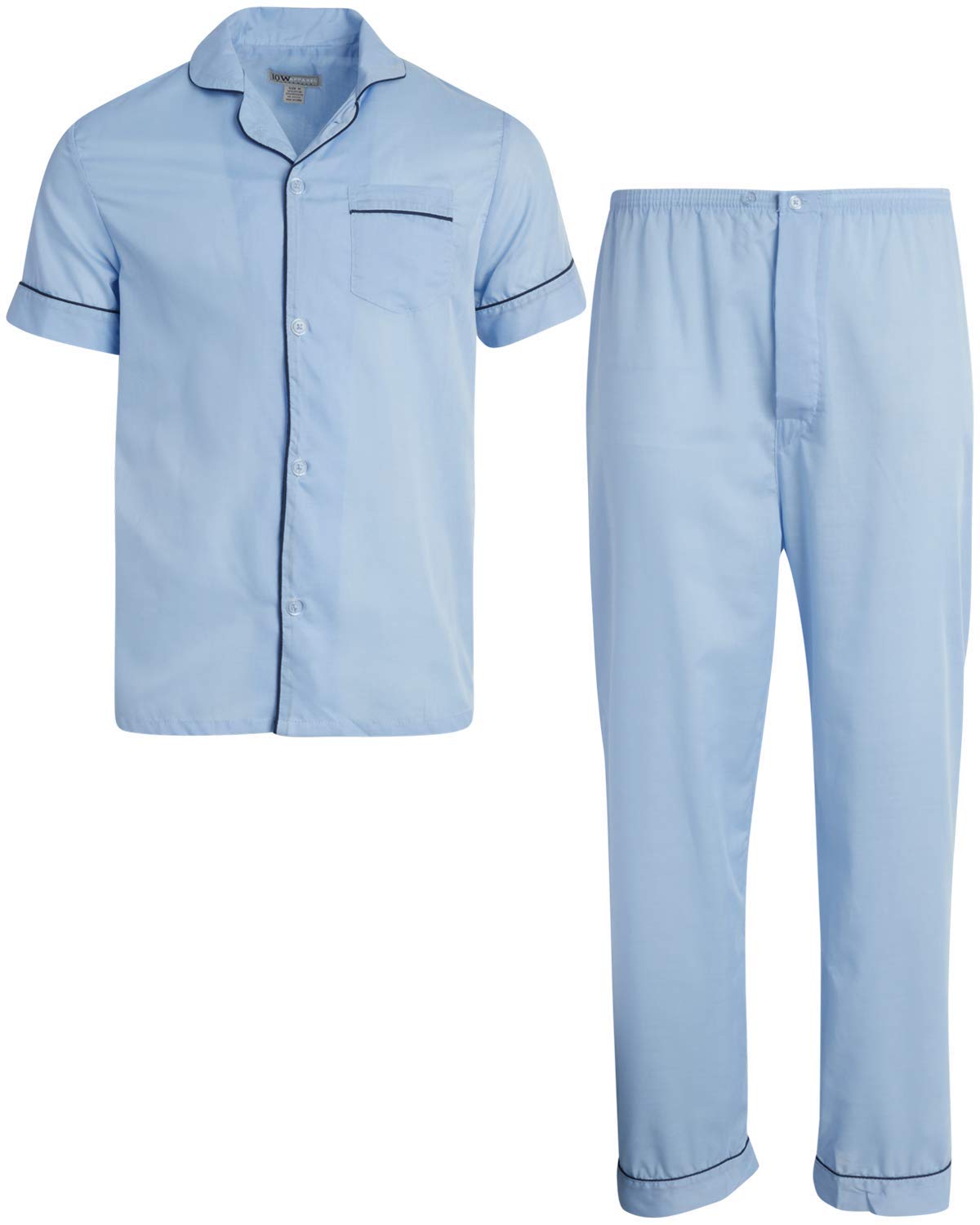 Ten West Apparel Men's 2-Piece Pajama Set with Short Sleeve Shirt and Long Pants, Size Small, Burgundy