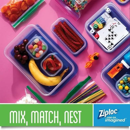 Ziploc Storage Containers with SmartSnap Technology, Deep Square, 1.25Q, 3 Pack