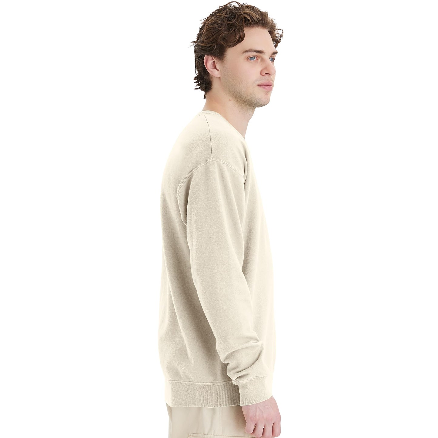 Hanes mens Originals Fleece Garment Dyed Pullover, Crewneck Sweatshirts, Parchment, X-Large