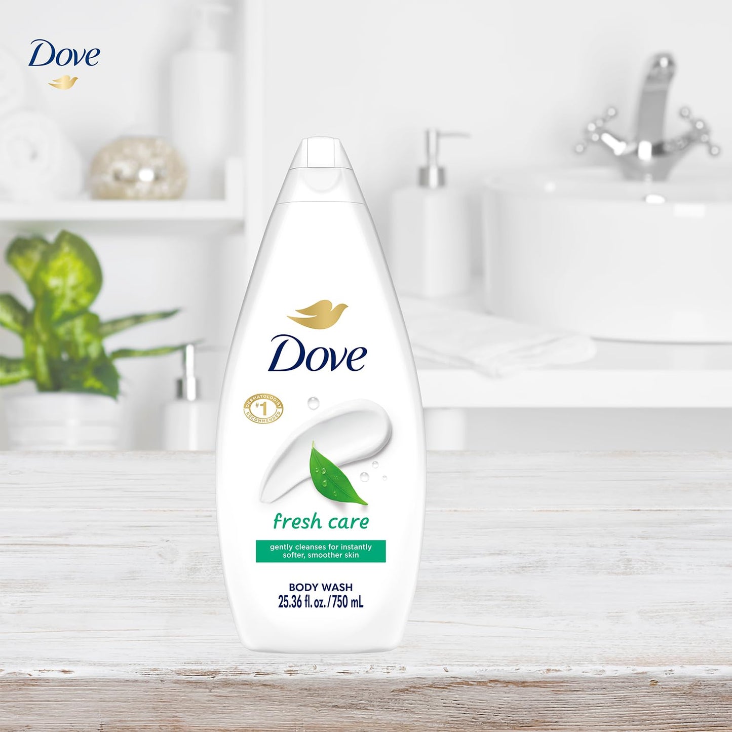 Dove Body Wash, Fresh Care, Value-Size 4-Pack - Soothing Moisturizing Cleanser for Soft Skin, 25.36 Oz Ea