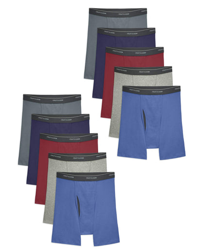 Fruit of the Loom Boxer Briefs 10 Pack (Coolzone Fly) (Large) Black/Gray